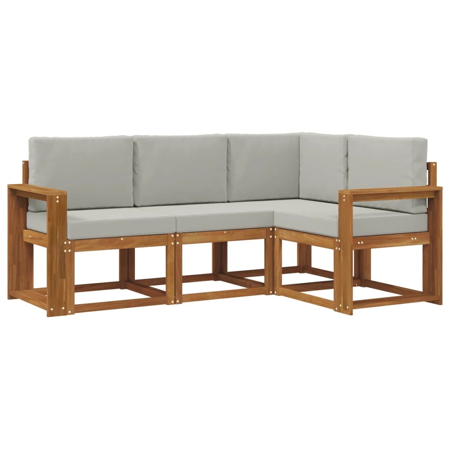 vidaXL Outdoor-Sofagarnitur mit Kissen 4 Stk Natur und Hellgrau 3366329