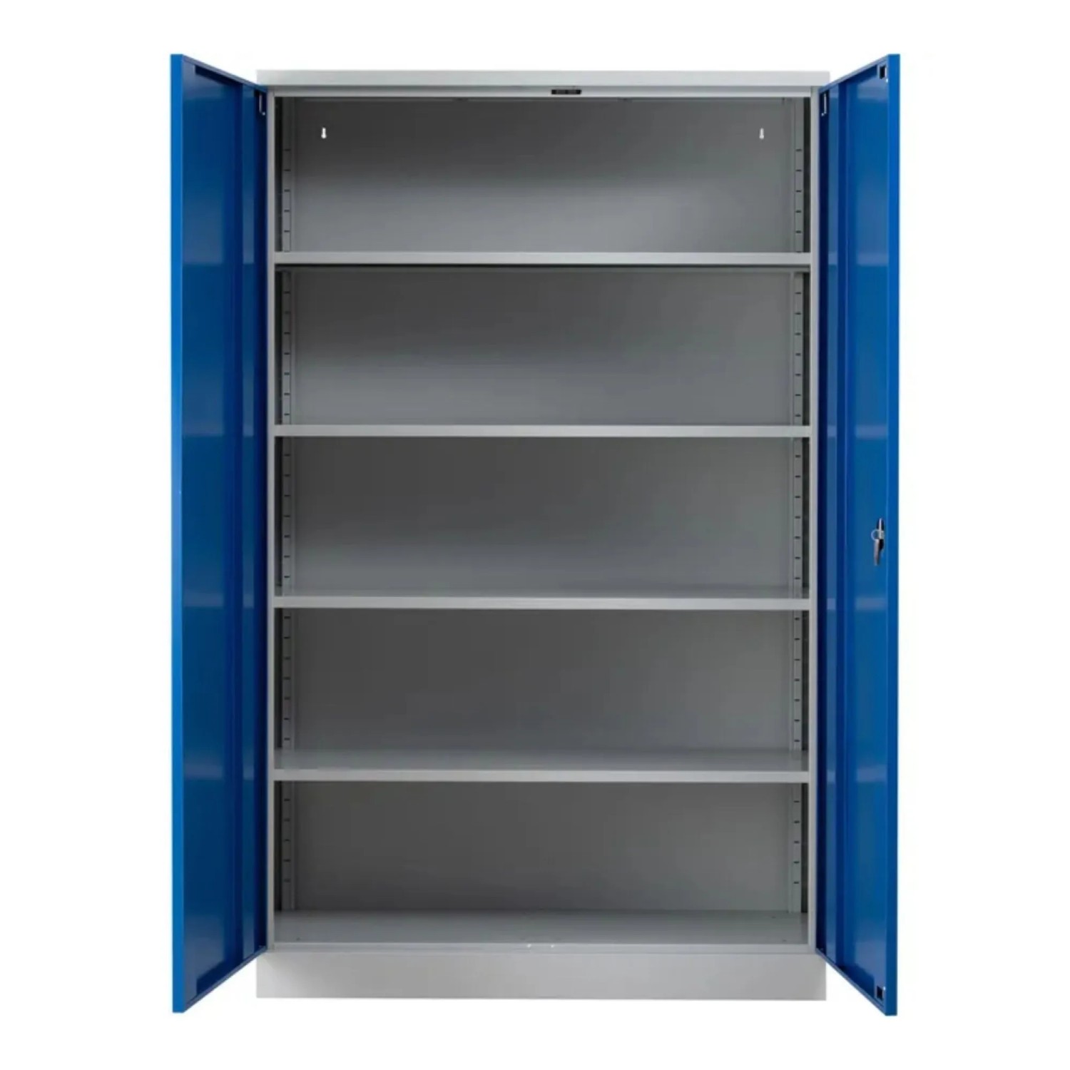 PROREGAL Stahlschrank Bee 10 Fachböden HxBxT 195 x 120 x 42 cm Pulverbeschichtetes Fachbodenmaterial Grau & Blau