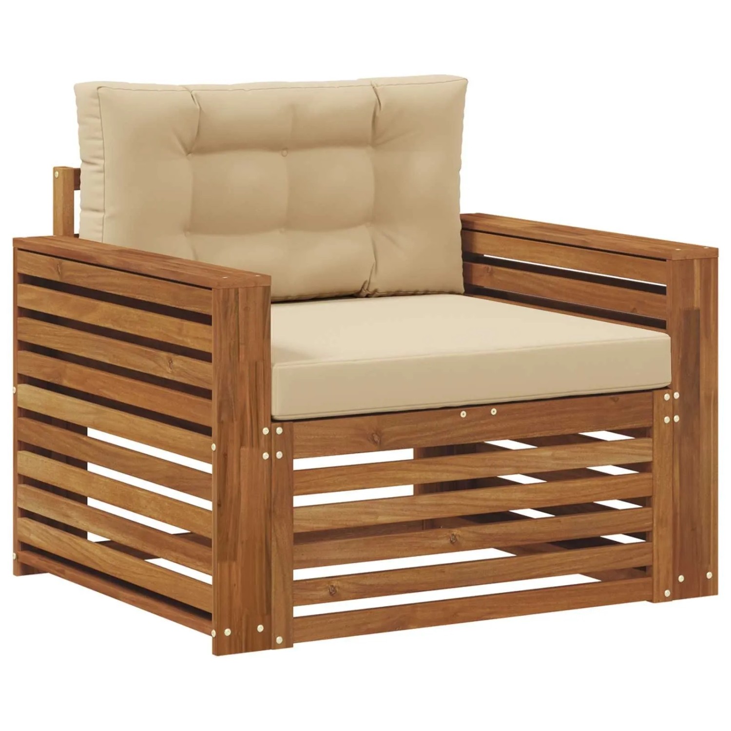 vidaXL Outdoor-Sofagarnitur Massives Akazienholz und Polyester Natur 3436403