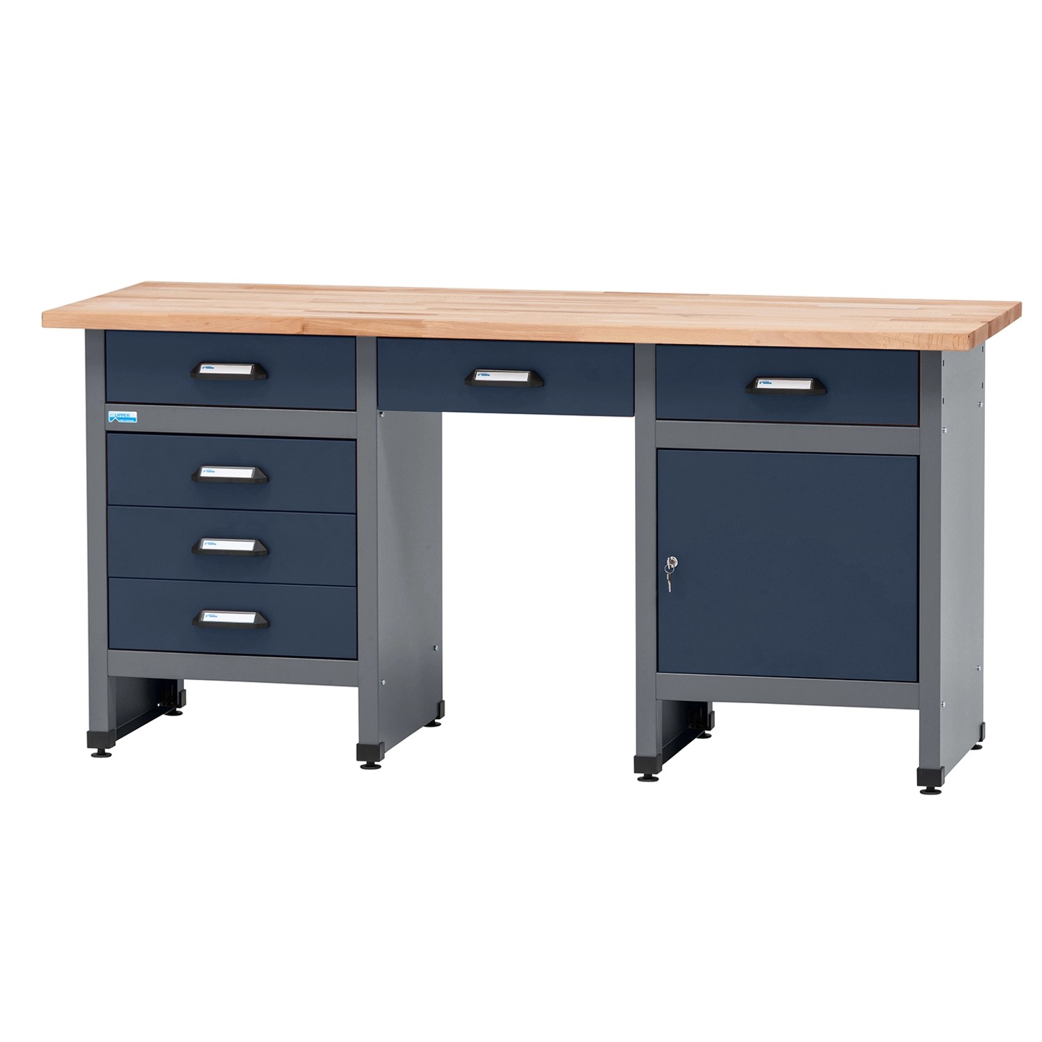 Küpper Werkbank Eintürig 6 Schubladen Sitzraum 84 x 170 x 60 cm Dunkelblau günstig online kaufen