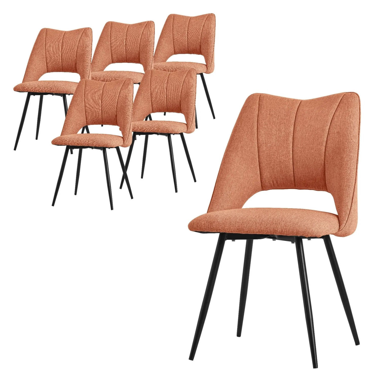 ML-Design Esszimmerstühle 6er Set Stoffbezug Orange Metallbeinen