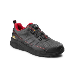 Workpower Sicherheitshalbschuh S1P Astana, Gr. 36, schwarz-rot, mit Drehrad-Schnürsystem.