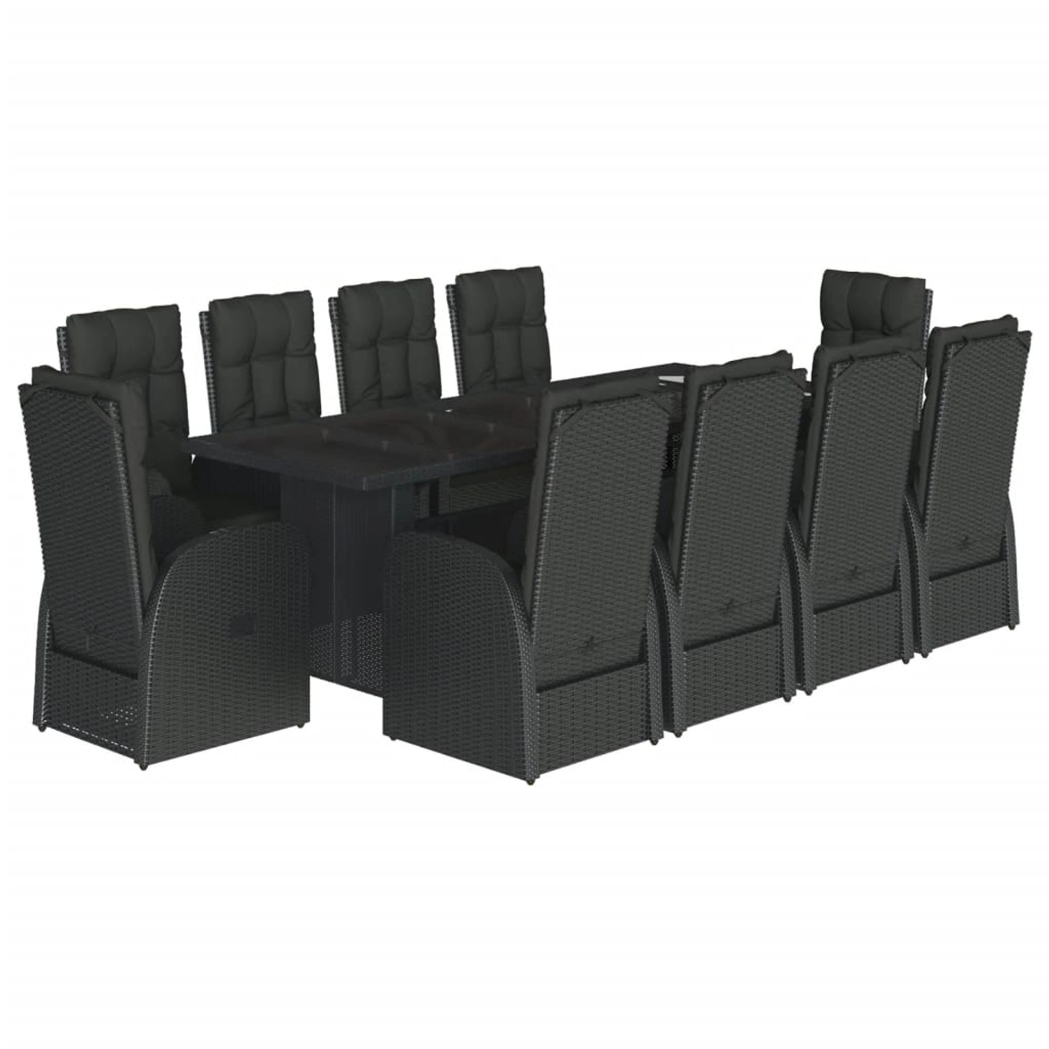 vidaXL 11-Tlg Garten-Essgruppe mit Kissen Schwarz Poly Rattan 3277655 günstig online kaufen