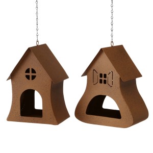 Boltze Vogelfutterstation Lilu, 2-fach sortiert, braun, aus Eisen, Gartendekoration.