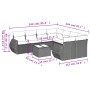Schwarze 9-tlg. vidaXL Garten-Sofagarnitur aus Polyrattan mit Kissen und Maßen.