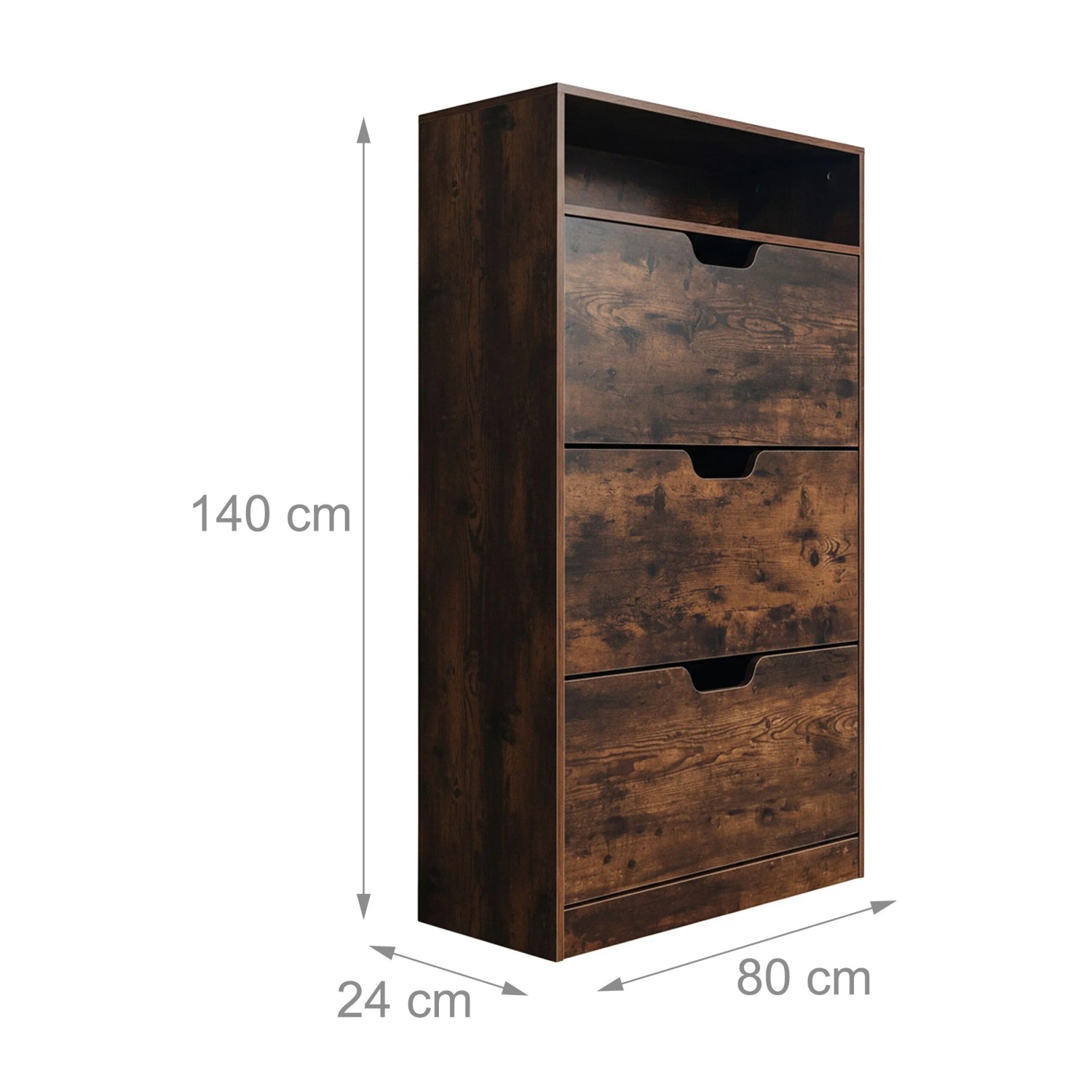 Relaxdays Schuhkipper Holzwerkstoff Industrial Offenes Fach 140 cm x 80 cm x 24 cm_4
