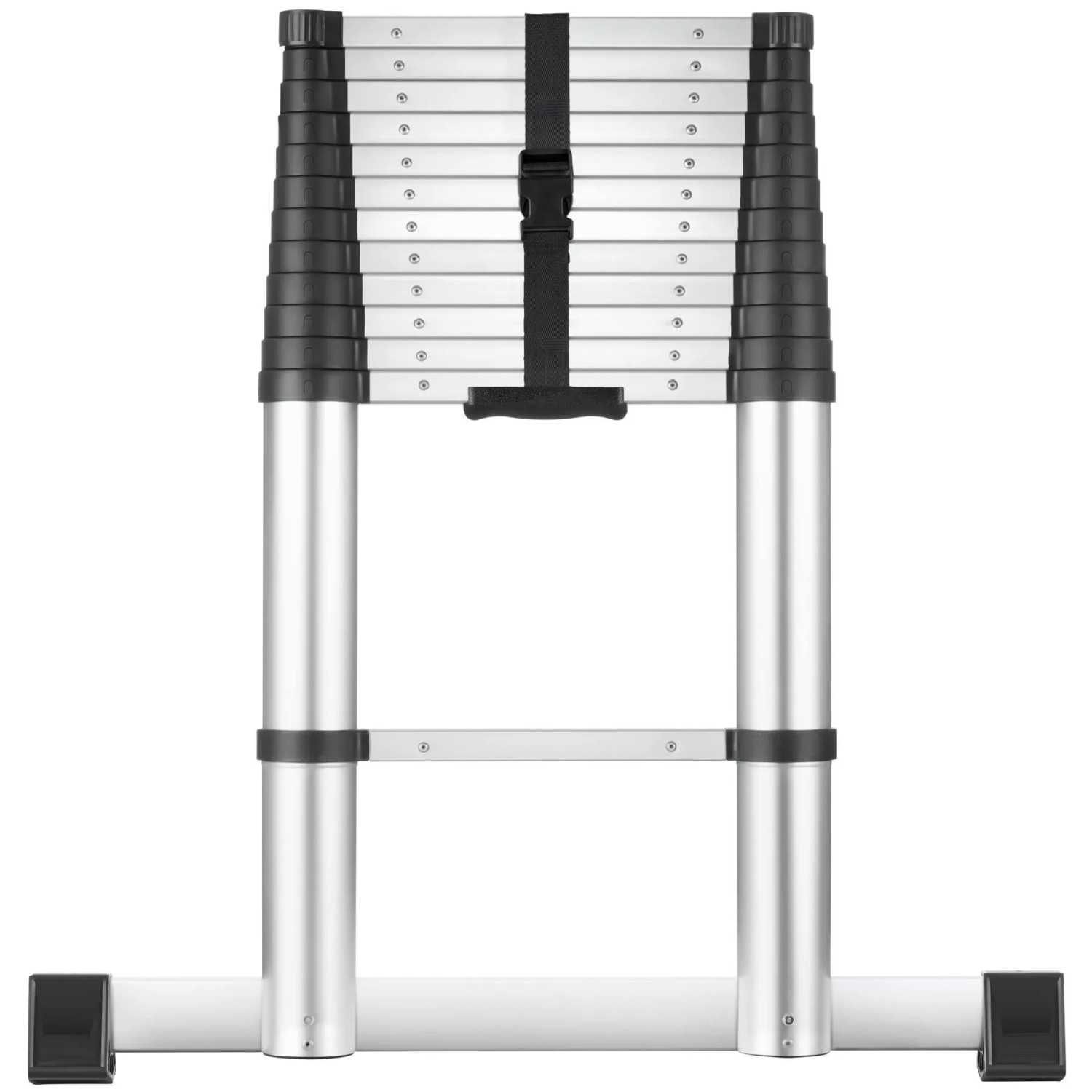 Tectake Teleskopleiter  Aluminium  3 85 M Rutschfest  150 kg Belastbarkeit  86 x 10 x 385 cm Silber