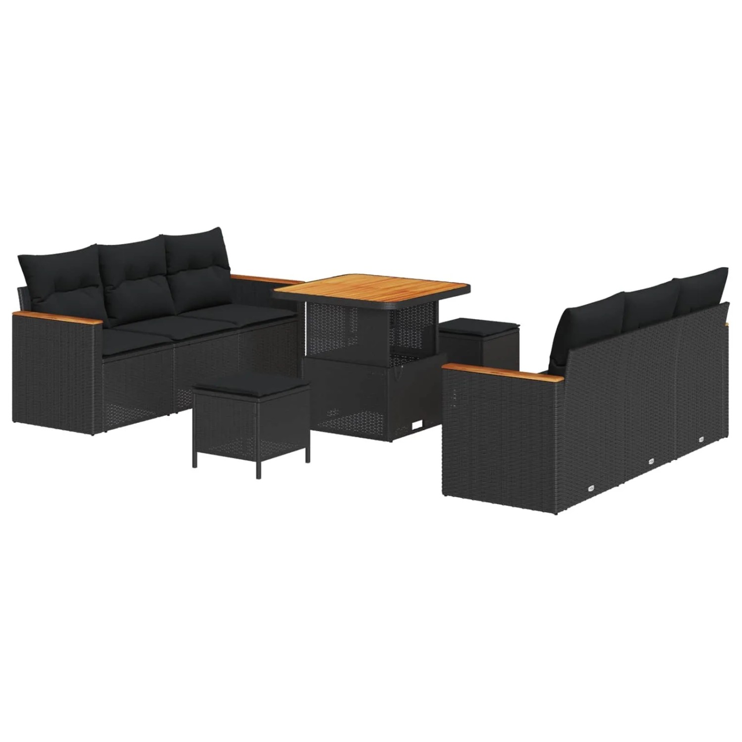 vidaXL Gartensofa-Set mit Kissen 11 Stk Schwarz Poly-Rattan 3364944 günstig online kaufen