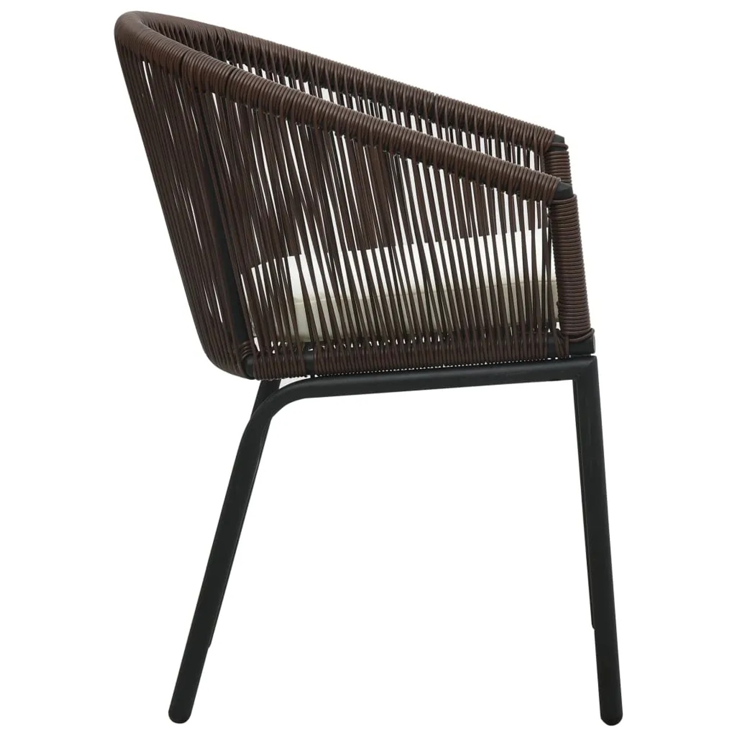 Brauner Rattan-Stuhl mit Kissen aus dem vidaXL Bistro-Set, Gartenmöbel.