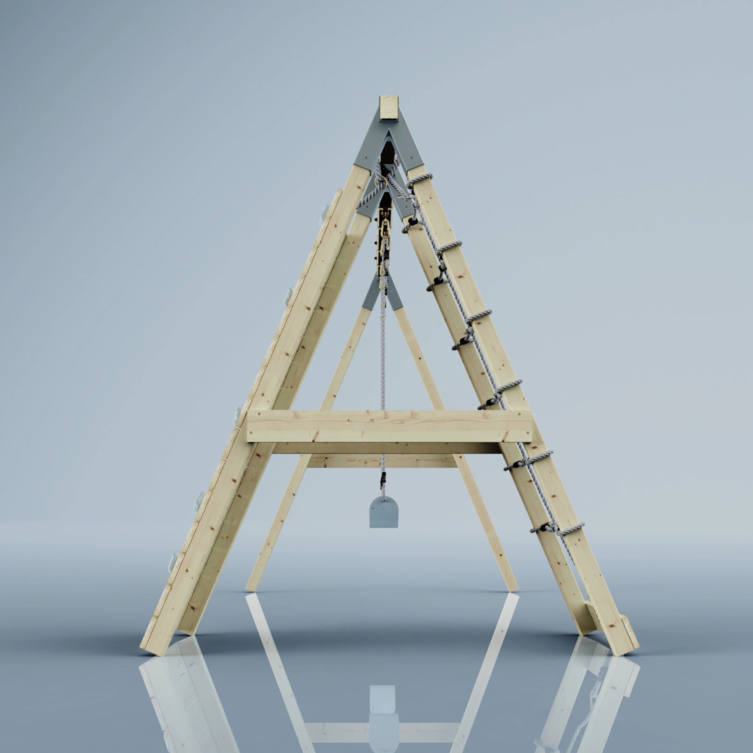 PolarPlay Klettergerüst Biene Eisblau aus Holz mit Kletterwand für den Garten.