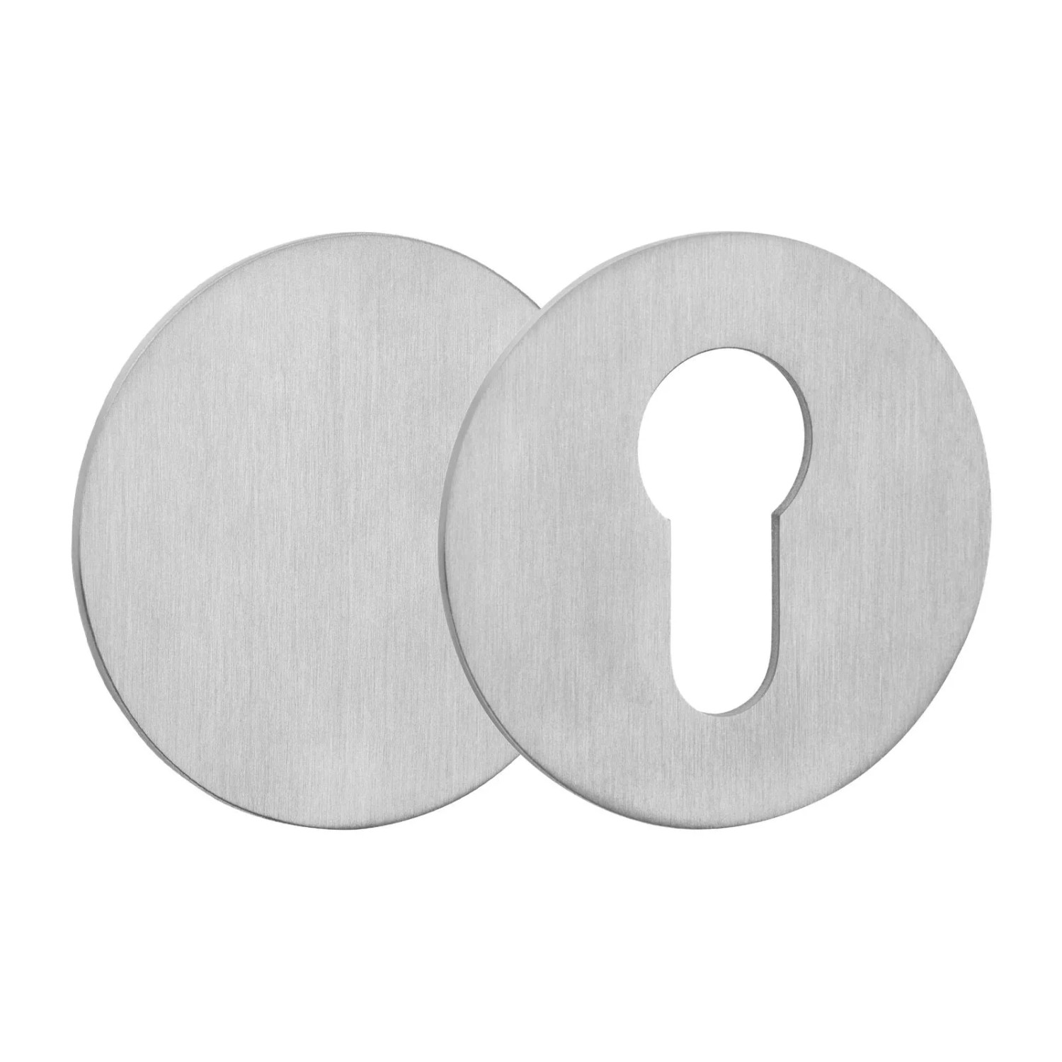 Thumbnail - SOTECH 2x Selbstklebende Tür Rosetten Set Rund Ø55 mm mit PZ und Blindrosette Edelstahl Satin