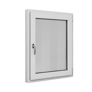 Weißes Roro Basic Kunststofffenster, 80x100 cm, DIN rechts, mit Dreh-Kipp-Funktion und 3-fach Verglasung.