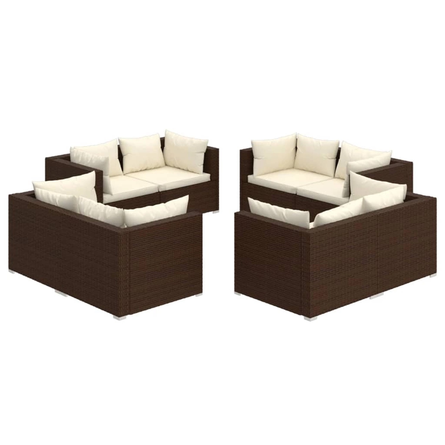 Vidaxl 8-tlg. Garten-lounge-set Mit Kissen Poly Rattan Braun günstig online kaufen