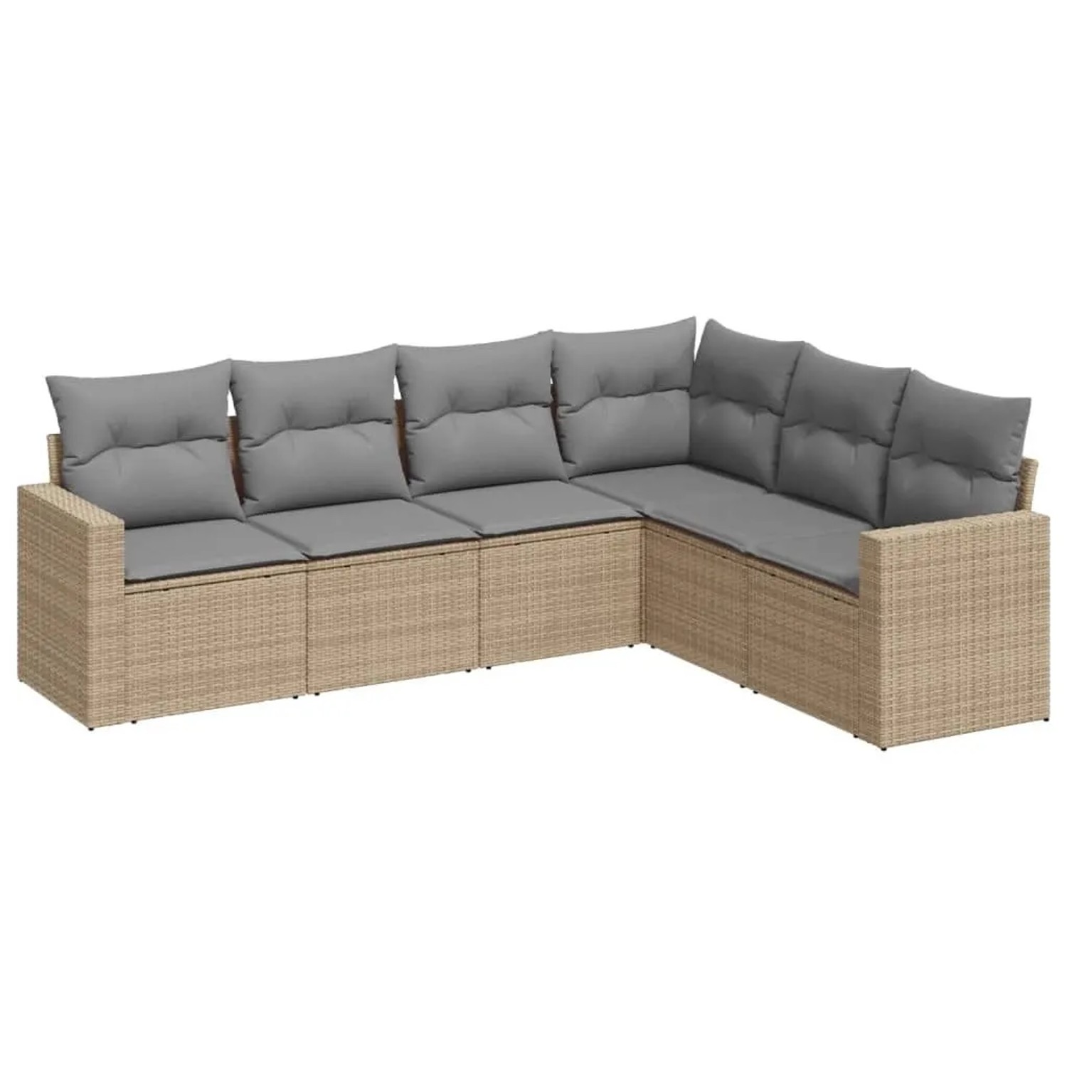 vidaXL 6-Tlg Garten-Sofagarnitur mit Kissen Beige Poly Rattan 3251346