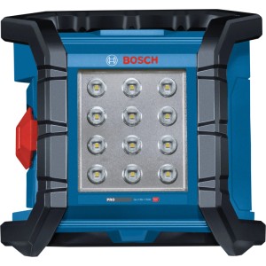 Bosch Akku-Bauleuchte GLI18V-1500, blau-schwarz, mit 12 LEDs. Robuste Arbeitsleuchte für 1500 lm Helligkeit.