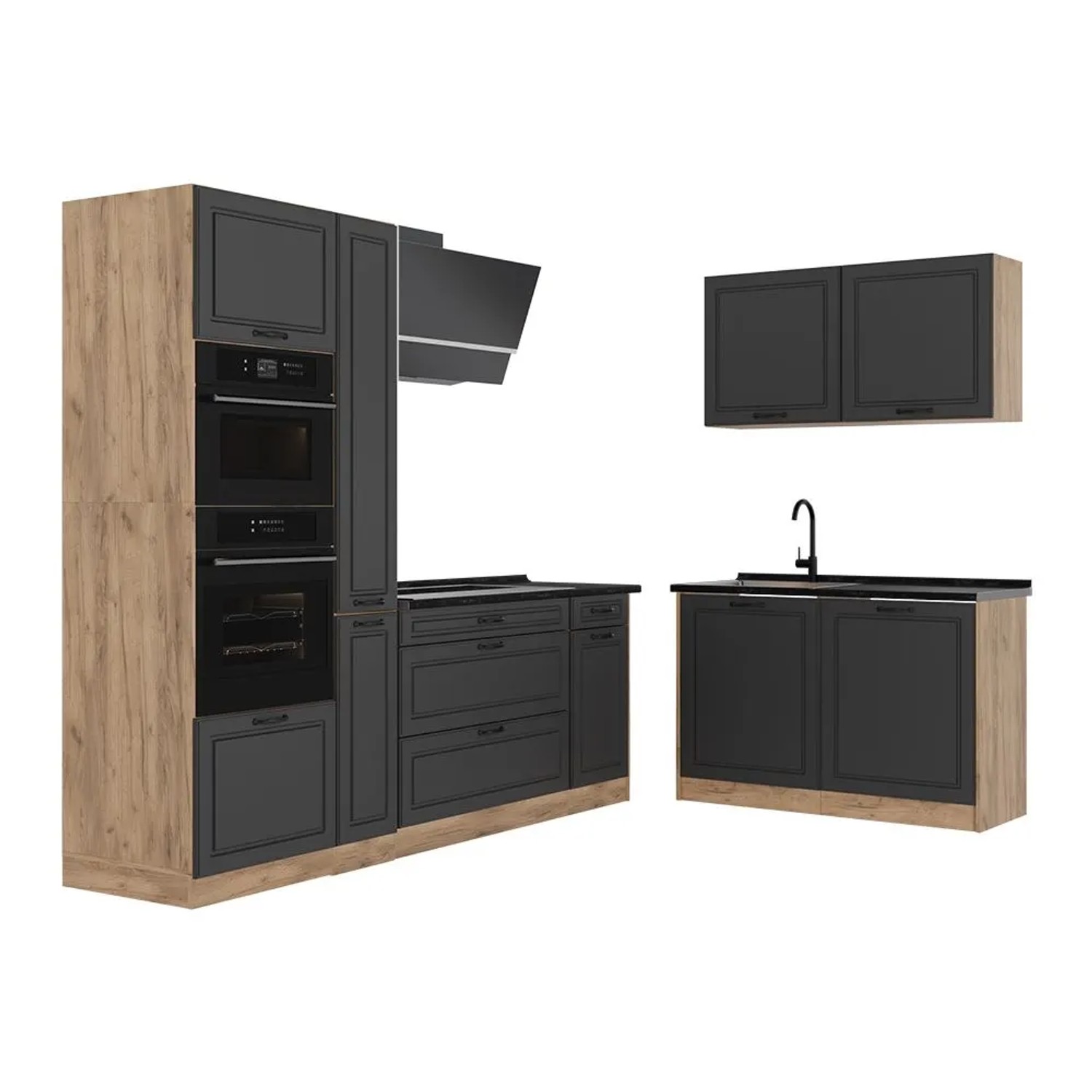 Vicco Eckküche R-Line Anthrazit Landhaus/Goldkraft Eiche 230 x 207 Arbeitsplatte Anthrazit Art Nr 68174
