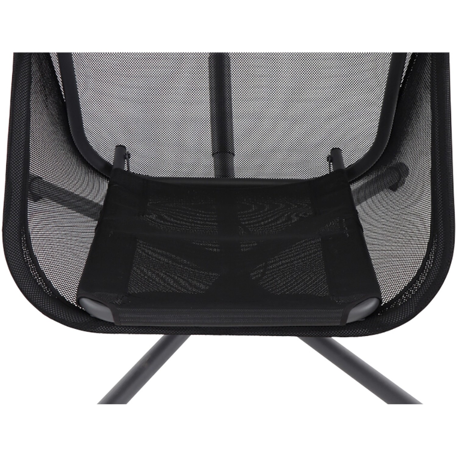 Detailaufnahme: Schwarzer Siena Garden Hängesessel Yobaya Cool Black mit offenporigem Air Mesh Gewebe.