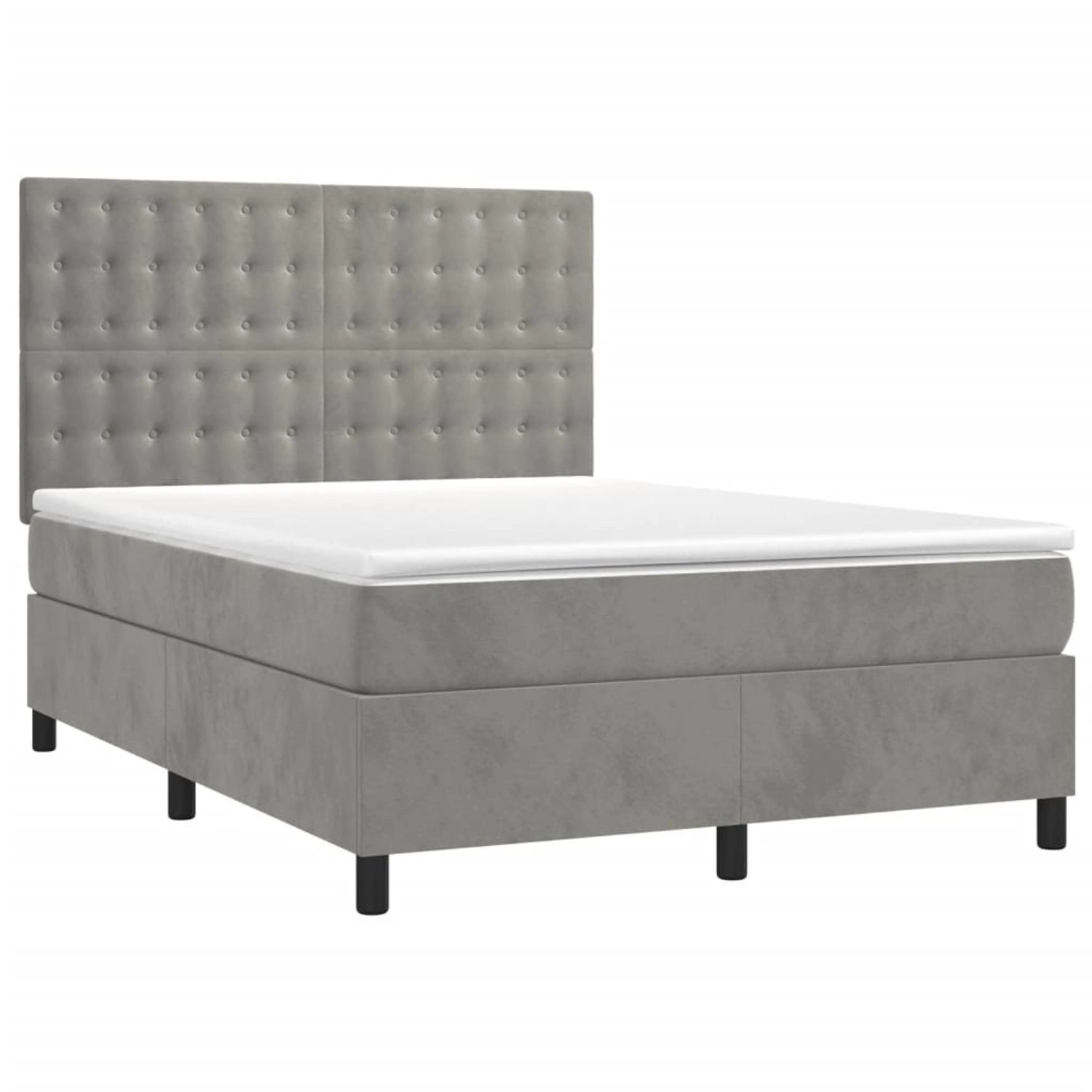 vidaXL Boxspringbett mit Matratze & LED Hellgrau 140x190 cm Samt 3136359 günstig online kaufen
