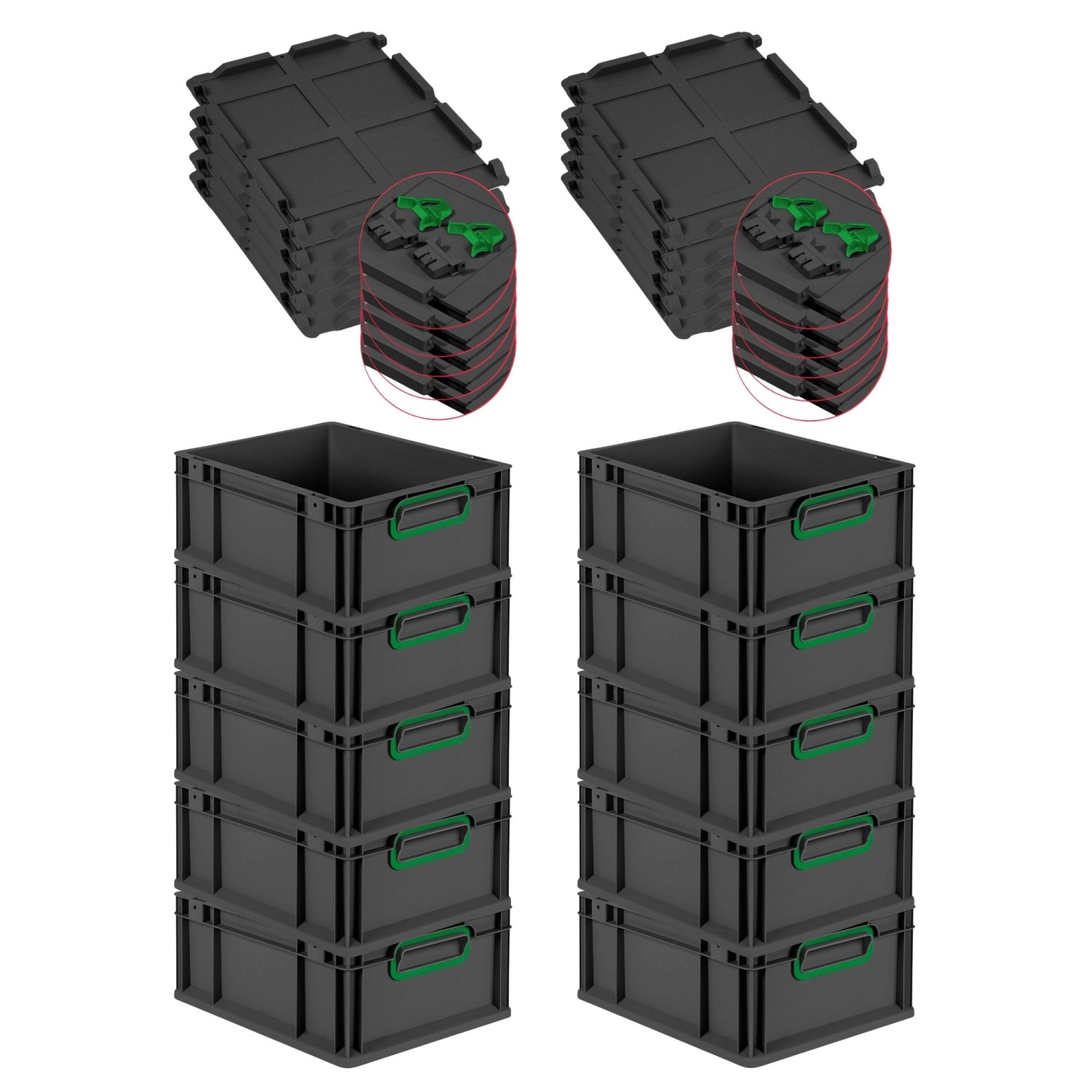 PROREGAL SuperSparSet 10x Eurobox Nextgen Color Mit Scharnierdeckel HxBxT 1 günstig online kaufen