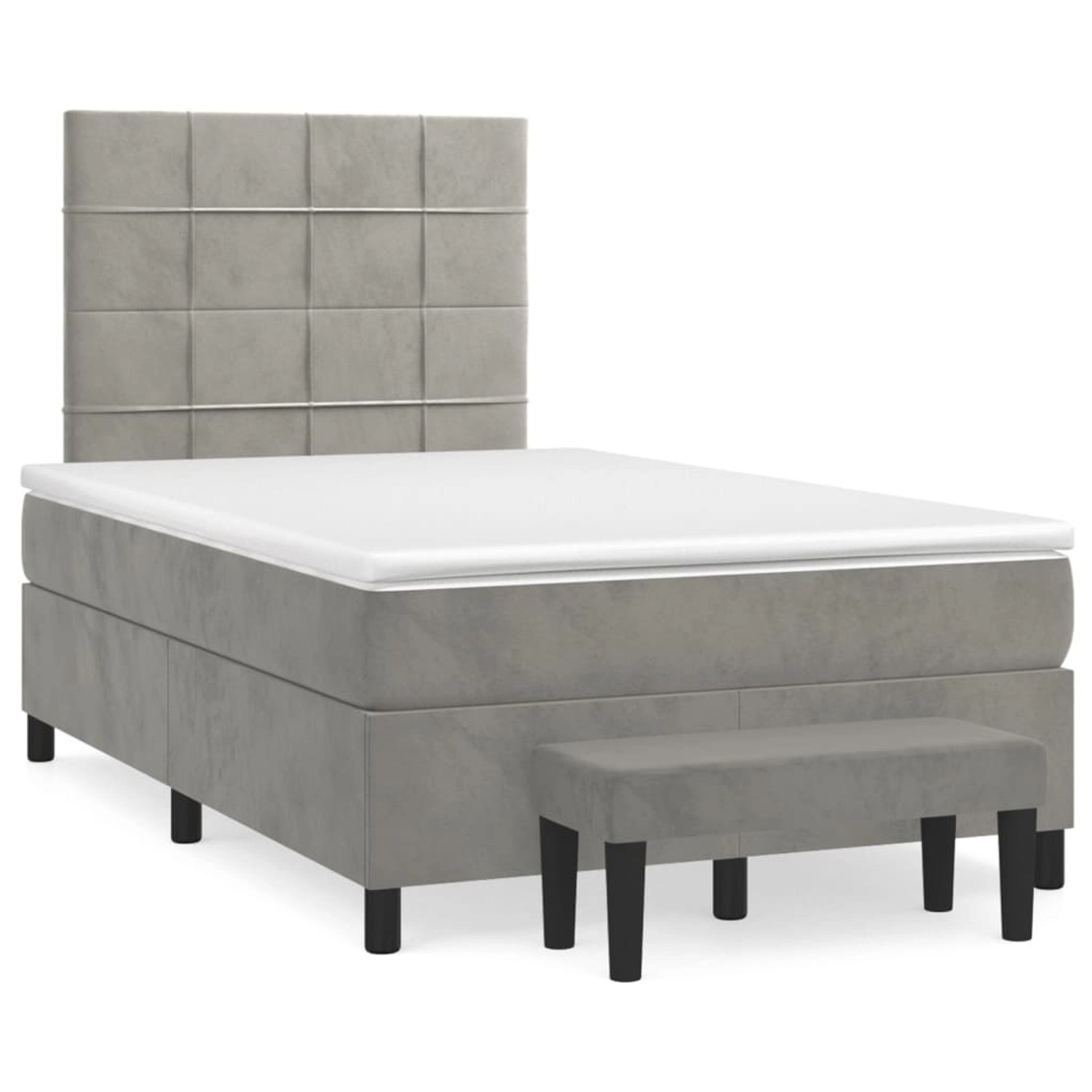 vidaXL Boxspringbett mit Matratze Hellgrau 120x200 cm Samt 3137833 günstig online kaufen