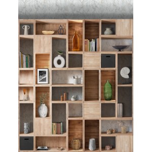 Sanders & Sanders Fototapete Schrank grau/beige, 53x10m. Vliestapete mit Schrank-Motiv.