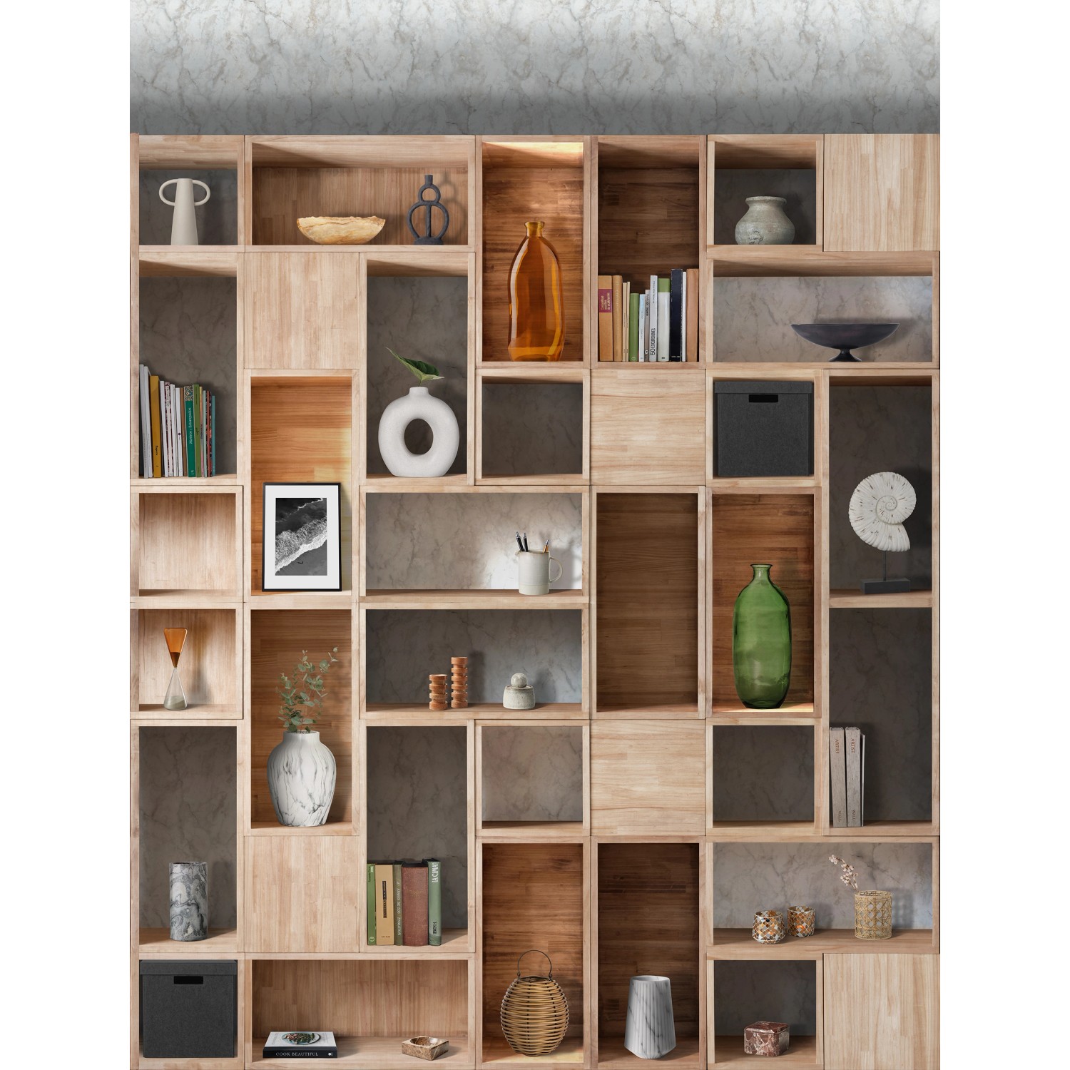 Sanders & Sanders Fototapete Schrank Grau und Beige 53 cm x 10 m 640094 günstig online kaufen