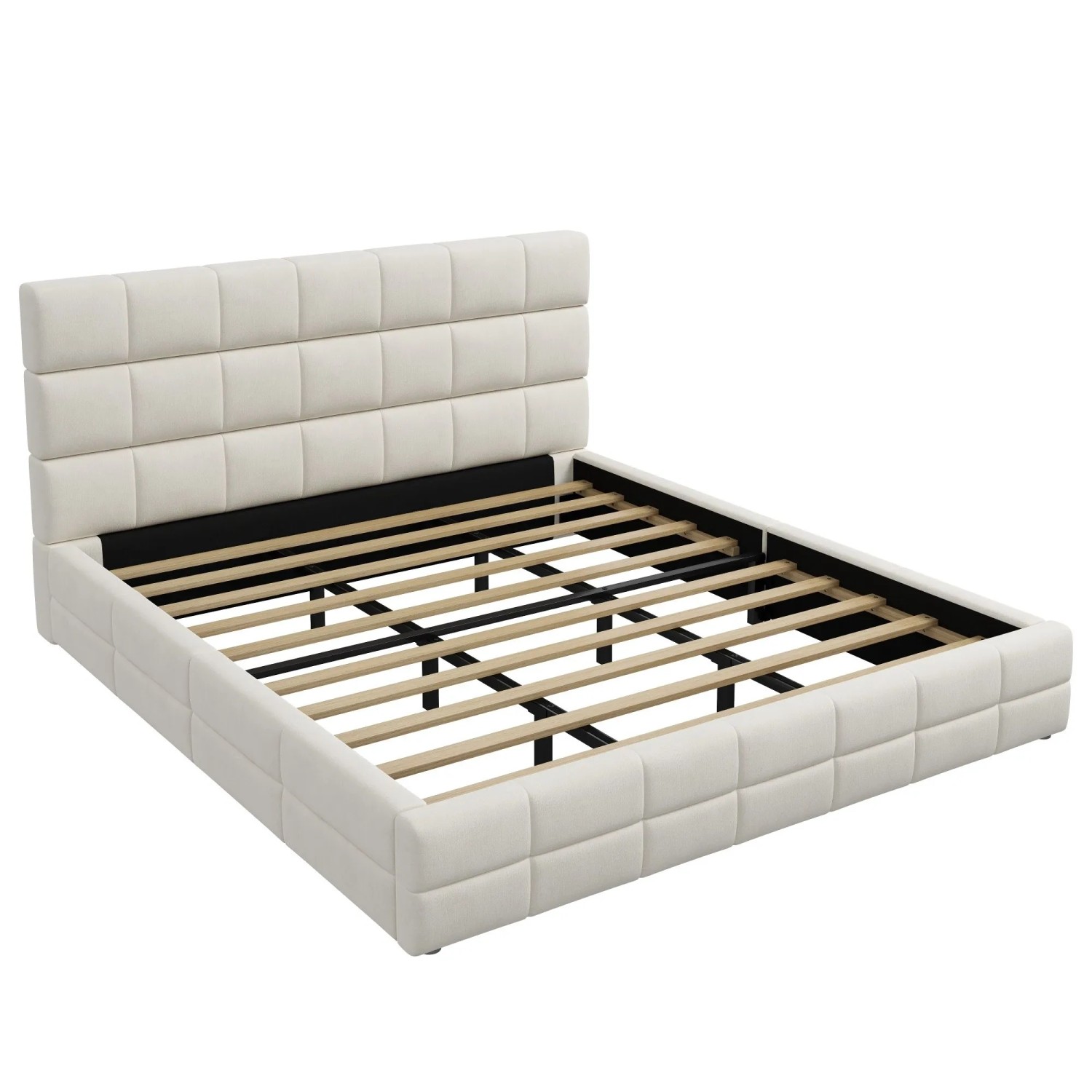 Merax Polsterbett 180x200cm Plattformbett Beige
