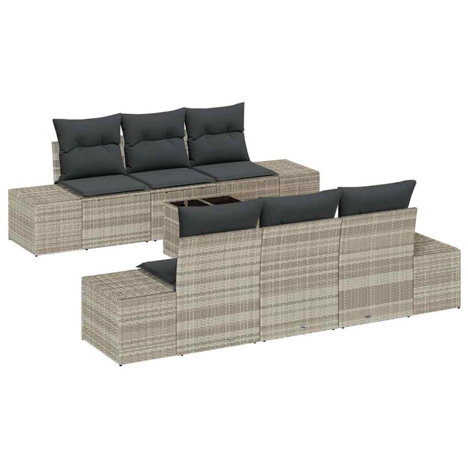 vidaXL Garten-Sofa-Set 7-Tlg Hellgrau Poly Rattan 3346952 günstig online kaufen