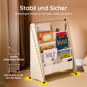 SoBuy Bücherregal Kinderregal mit 4 Stofffächern Zeitungsständer KMB50-N