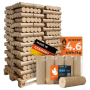 Heizfuxx Nestro XL Blue Holzbriketts auf Palette, 960kg. Zylindrische Nadelholzbriketts, Made in Germany, Heizwert 4,6 kWh/kg.