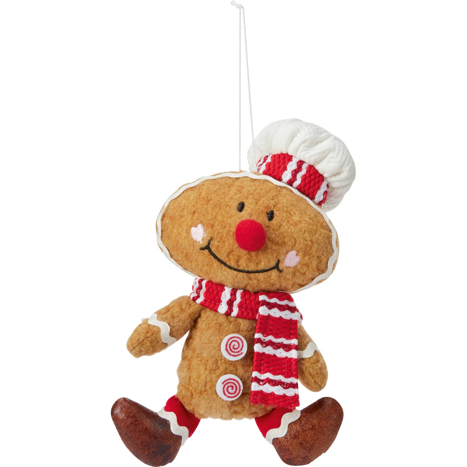 Stoff-Lebkuchenfigur Hängend Braun-Rot-Weiß 12 cm x 5 cm x 17 cm