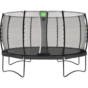 Schwarzes EXIT Allure Classic Gartentrampolin Ø 427 cm mit Sicherheitsnetz.