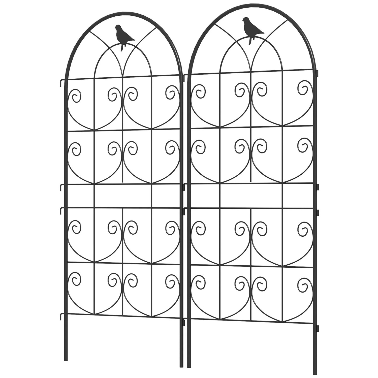 Furnicato Rankgitter Metall 2er Set 50x120 Cm Schwarz Mit Vogeldesign