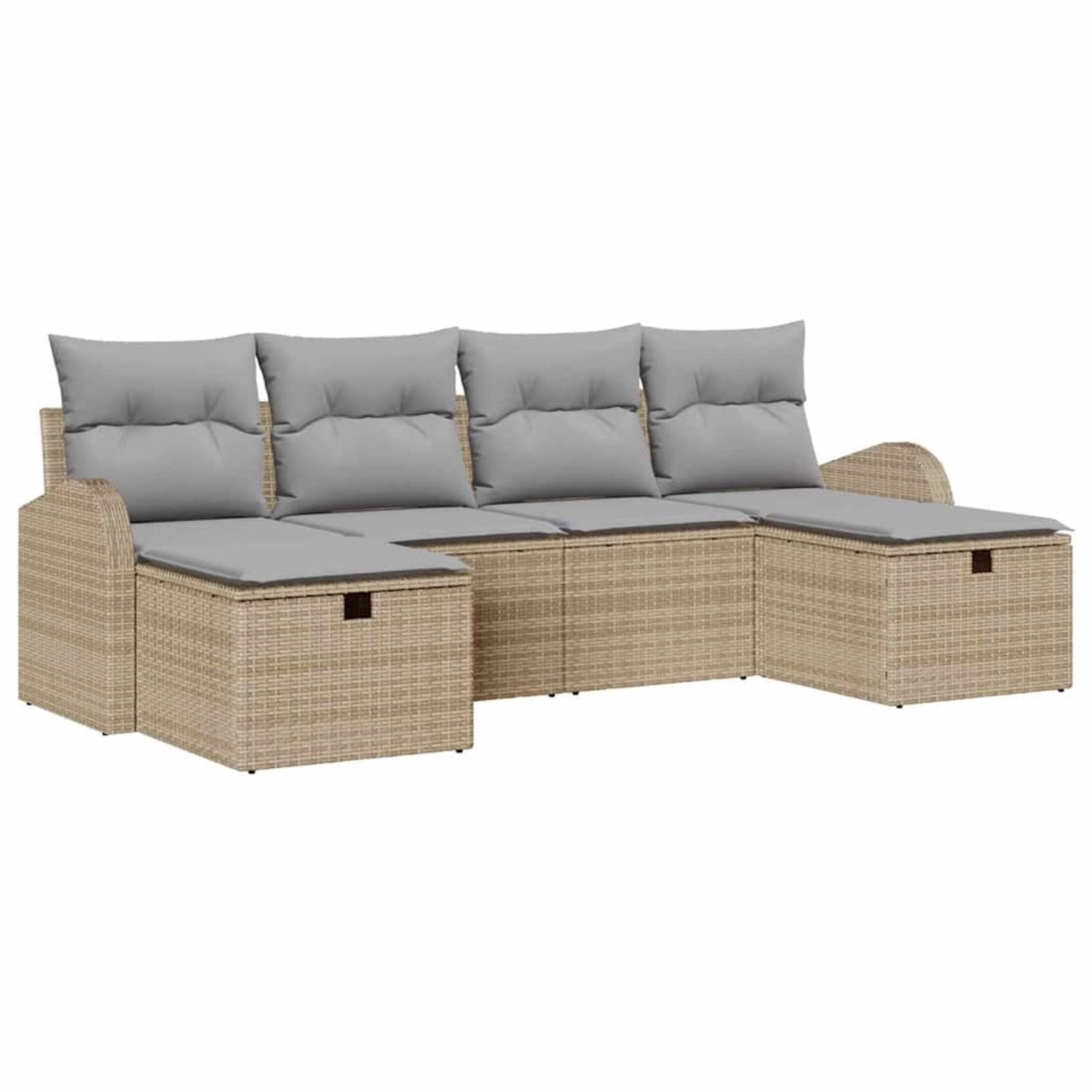 vidaXL Garten-Sofa-Set mit Kissen mit Speicher 6-Tlg Beige Poly Rattan 3360 günstig online kaufen