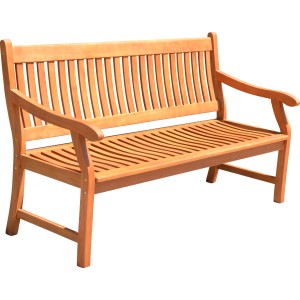 Holz Gartenbank New Jersey, 3-Sitzer aus Eukalyptusholz, klassisches Design.