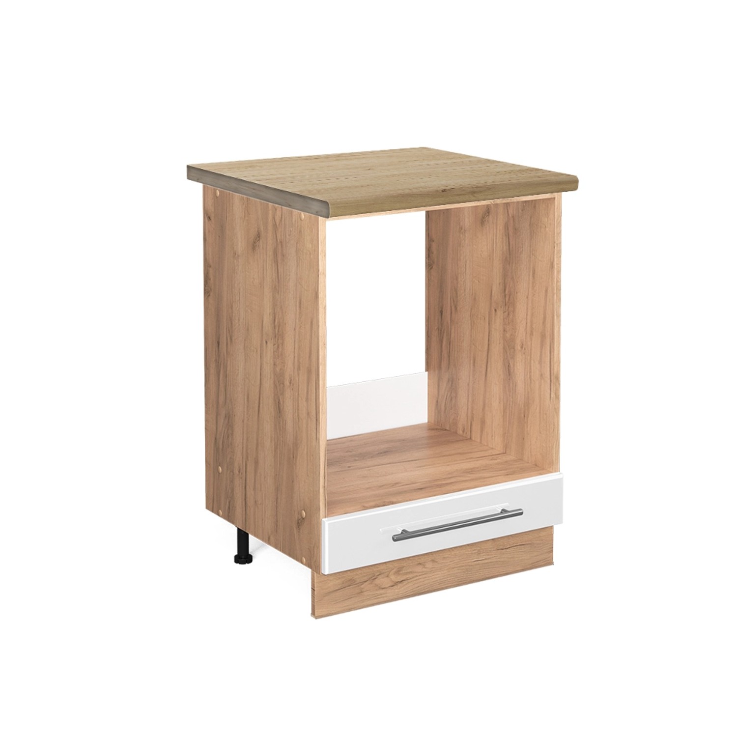Vicco Herdumbauschrank Fame-Line Weiß Hochglanz/Goldkraft Eiche 60 cm AP Ei günstig online kaufen