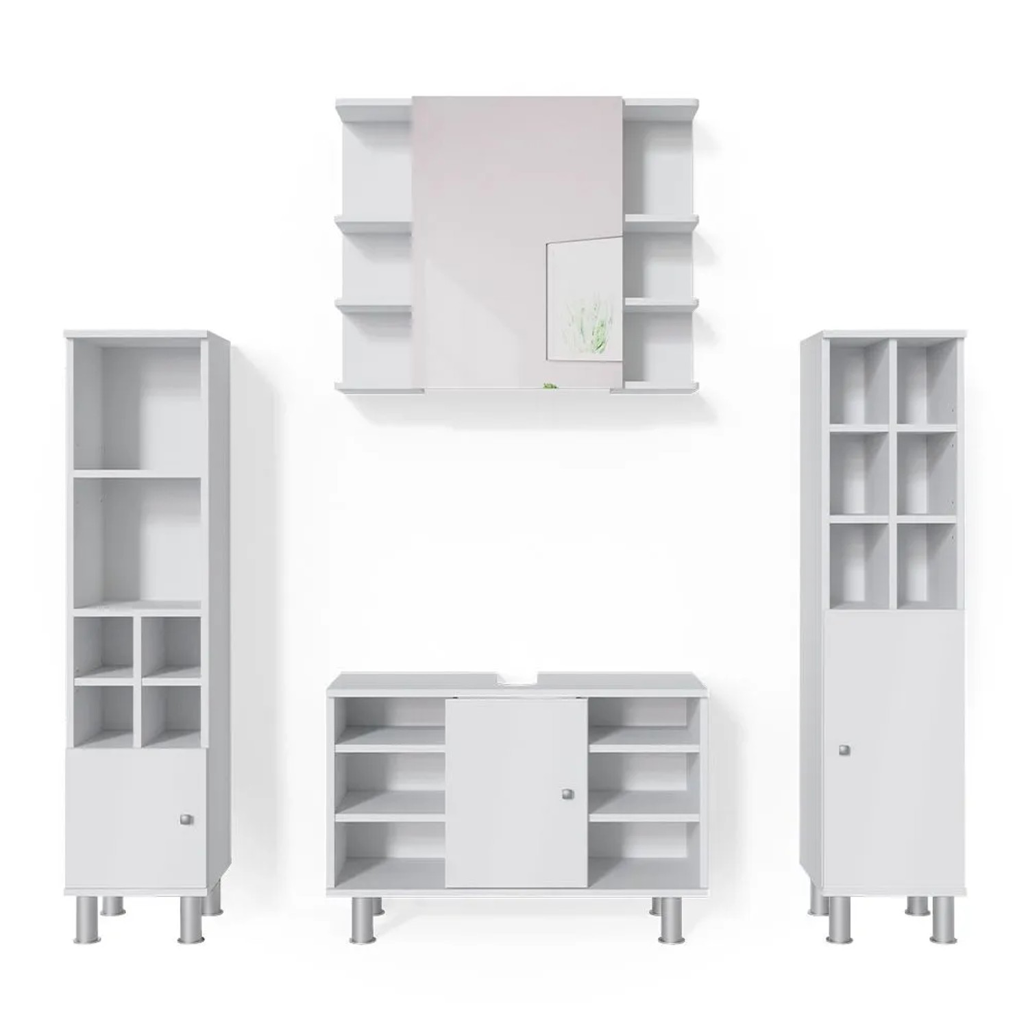 Vicco Badmöbel-Set Fynn Weiß 80 x 54 4-teilig