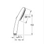 Technische Zeichnung der mattschwarzen Grohe Vitalio Comfort 110 Handbrause mit Maßen.