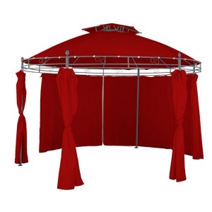 Lex Pavillon ⌀3,5 m Gartenpavillon Wasserdicht Inkl. Seitenteile Pergola Burgundrot