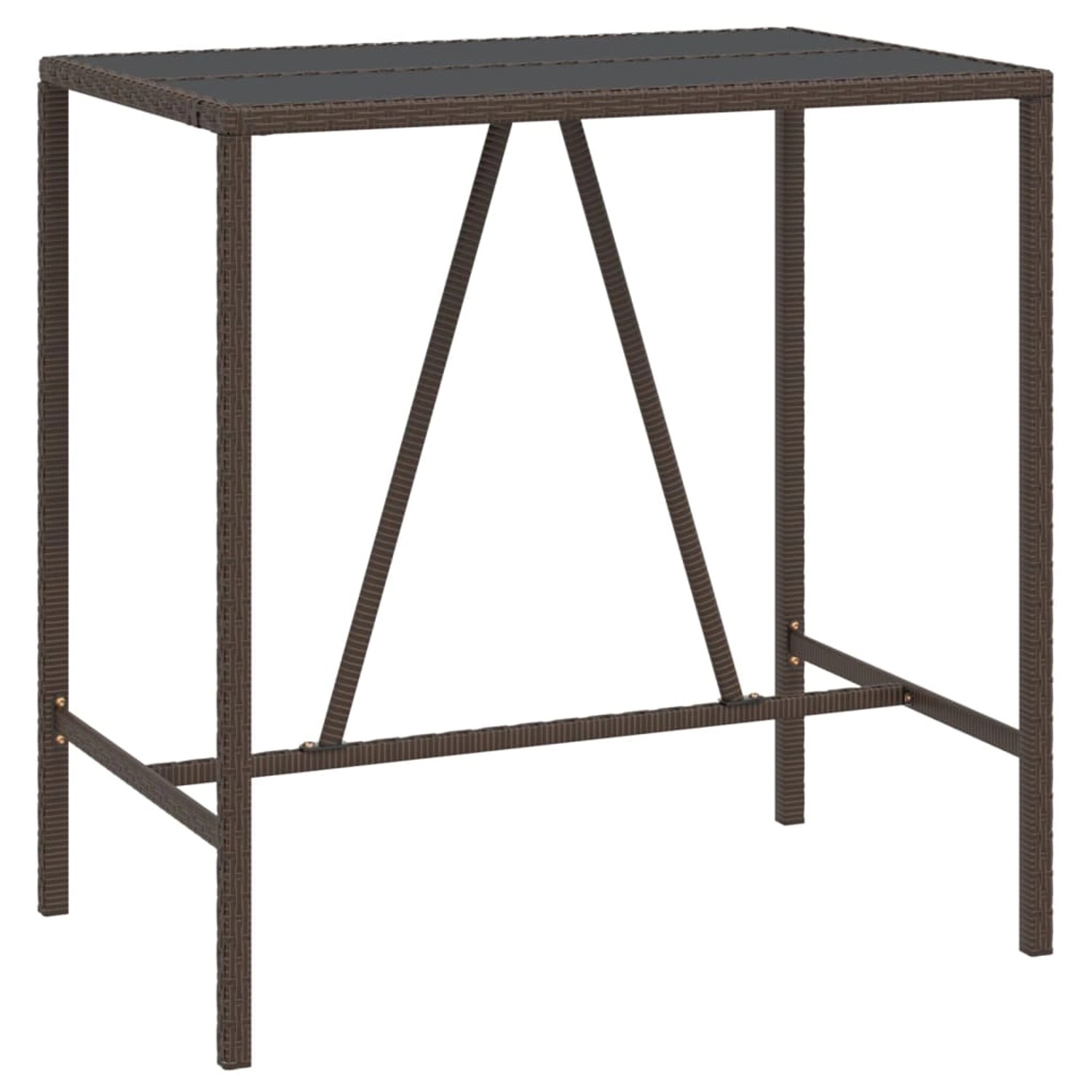 vidaXL Bartisch mit Glasplatte Braun 110x70x110 cm Poly Rattan 362587 günstig online kaufen