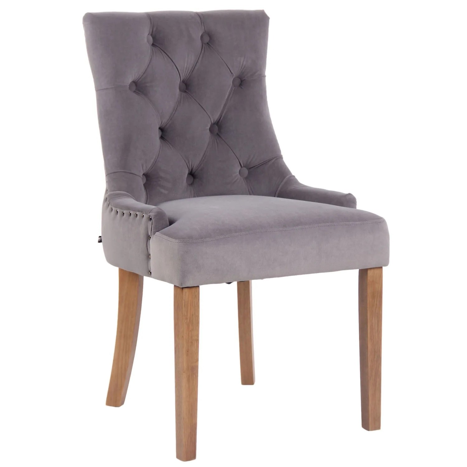 CLP Esszimmerstuhl Aberdeen Samt Grau/Antik-Hell