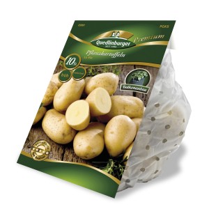 Quedlinburger Pflanzkartoffeln 'La Vie' im Sack, gelbschalig, festkochend, für Balkon & Kübel.
