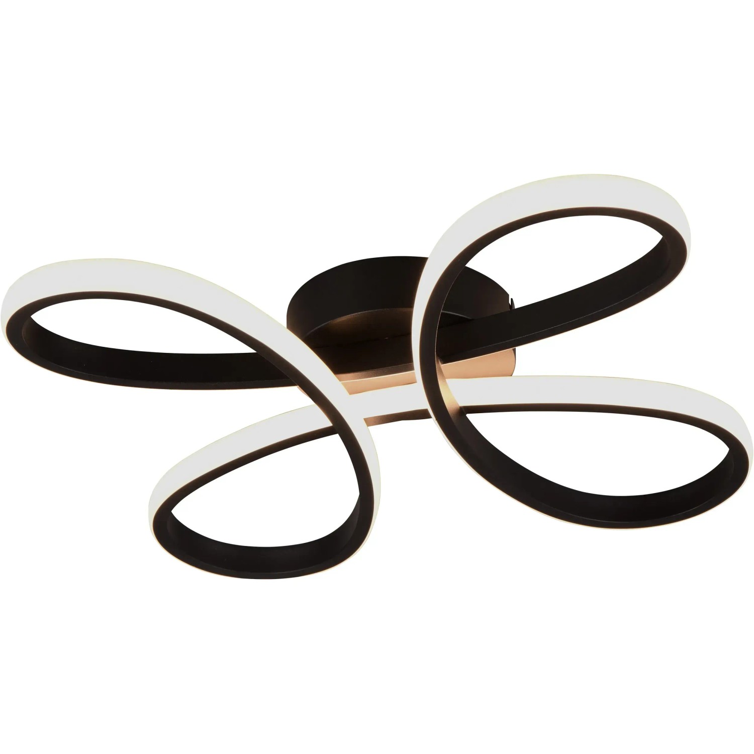 Moderne Trio LED Deckenleuchte Fly, 40 cm, schwarz matt, geschwungenes Design für Wohnräume.