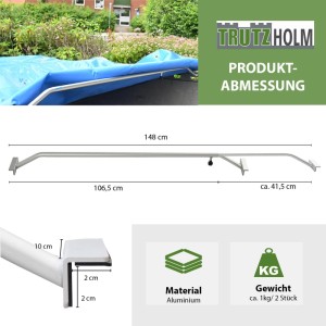 3er Set TRUTZHOLM Alu Planenbügel, verstellbar für Autoanhänger, zur Planenstütze.