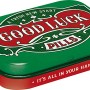 Nostalgic-Art Pillendose "Good Luck Pills", 4x6x2cm, gefüllt mit Pfefferminzdragees.