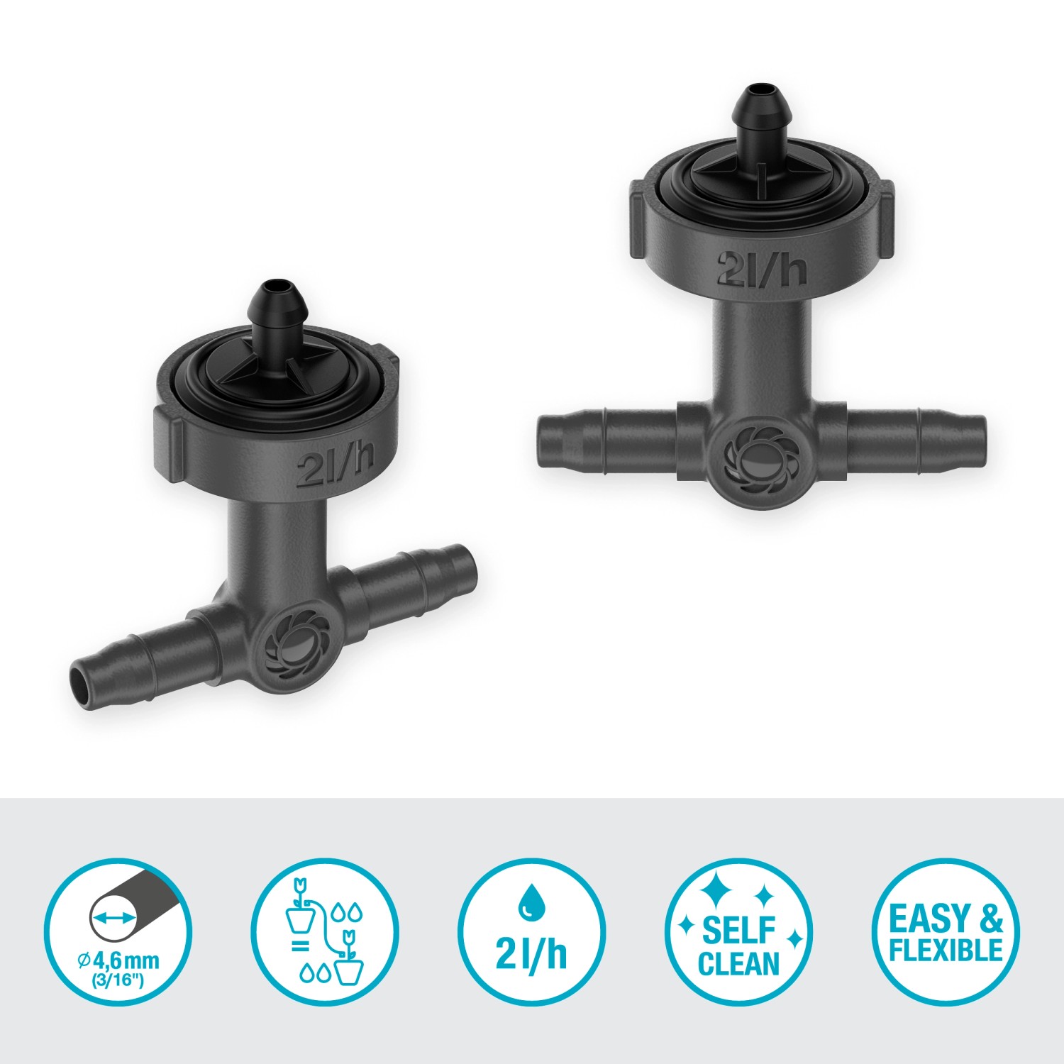 Gardena Reihentropfer, 10 Stück, druckausgleichend für Micro-Drip-Systeme zur Bewässerung von Pflanzen.