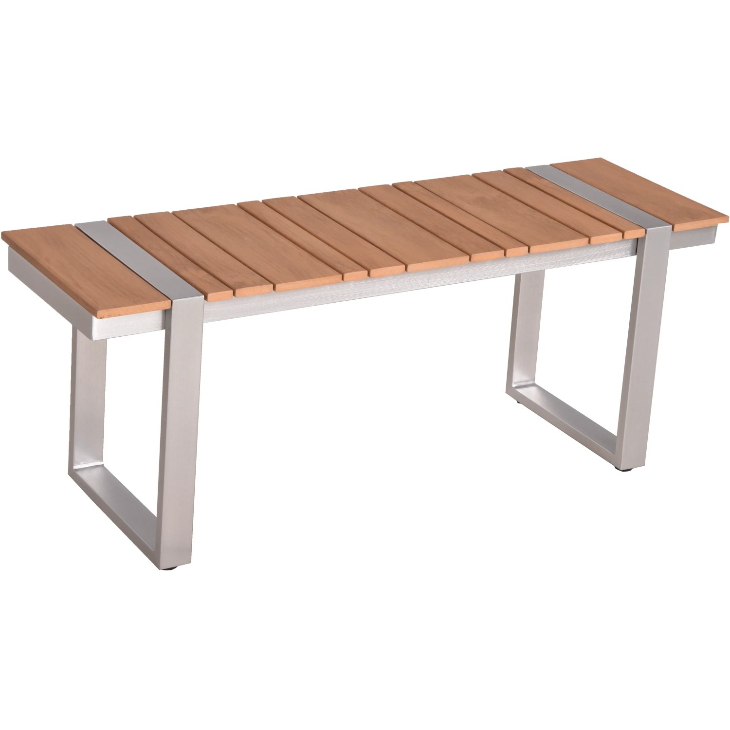 Bank der Garden Pleasure Lounge-Eckgruppe Aurea, grau-braun, mit Aluminiumgestell und Holzoptik.