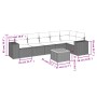 Beige 7-tlg. Garten-Sofagarnitur mit Kissen aus Polyrattan. Gartenmöbel-Set mit Tisch und modularen Sofas.