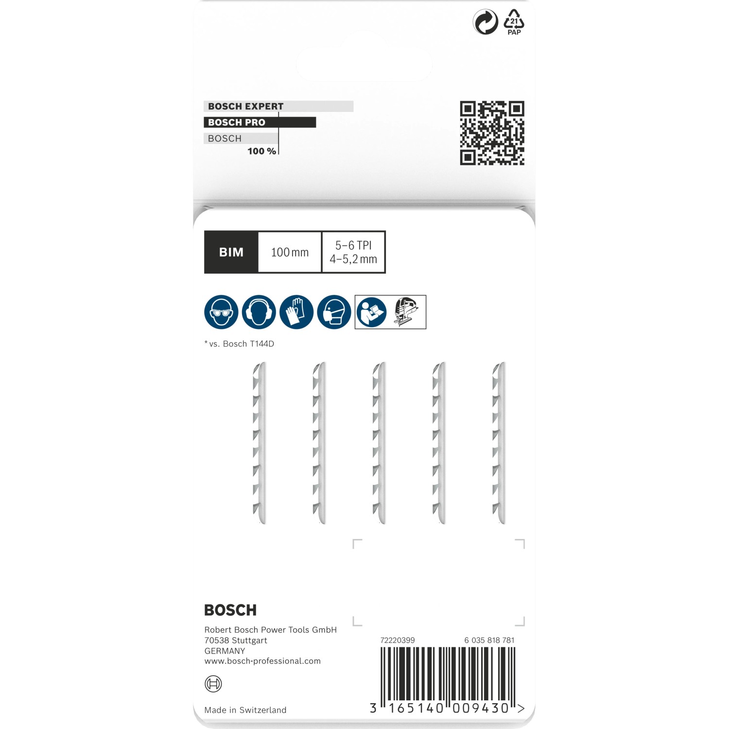 Bosch Stichsägeblätter T 144 DF, 3er-Pack, für schnelle Schnitte in Hartholz.