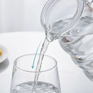 Relaxdays Glaskaraffe Borosilikatglas Transparent mit Deckel und Henkel 20 x 12 x 17 cm 1,7 l